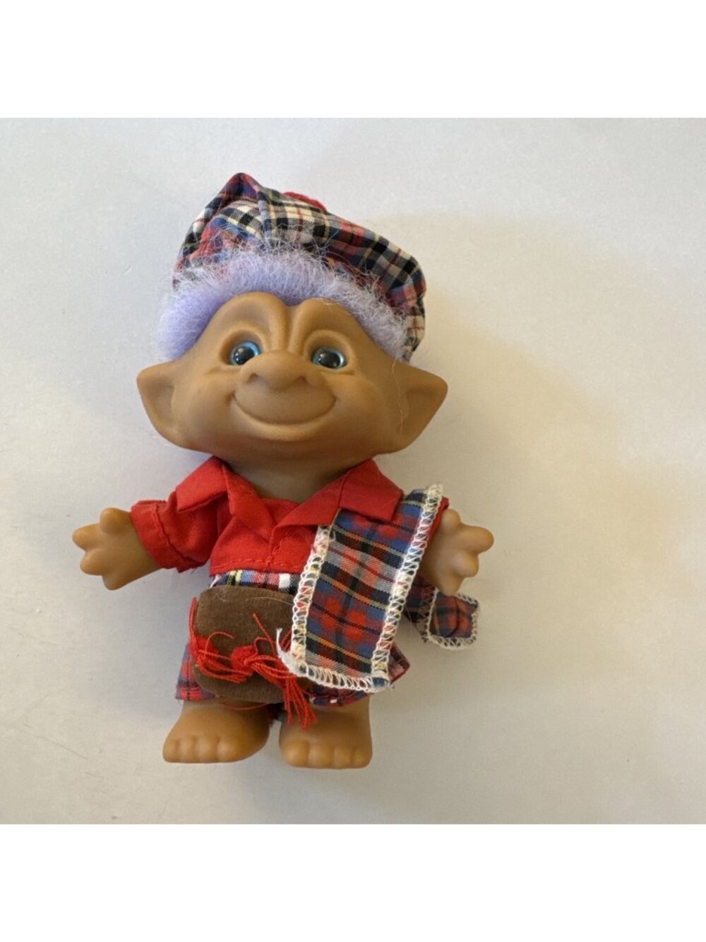 Ace Novelty Scotland 5” Troll Doll Purple Hair And Blue Eyes J3